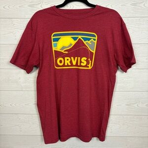 ORVIS RETRO MOUNTAINSCAPE RED LOGO TEE SHORT SLEEVE SIZE MEDIUM